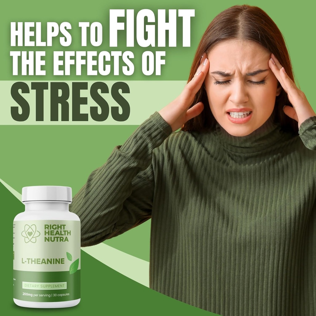 Right Health Nutra L-Theanine 200mg - 30 Capsules - L Theanine Supplement with 2X Strength 6
