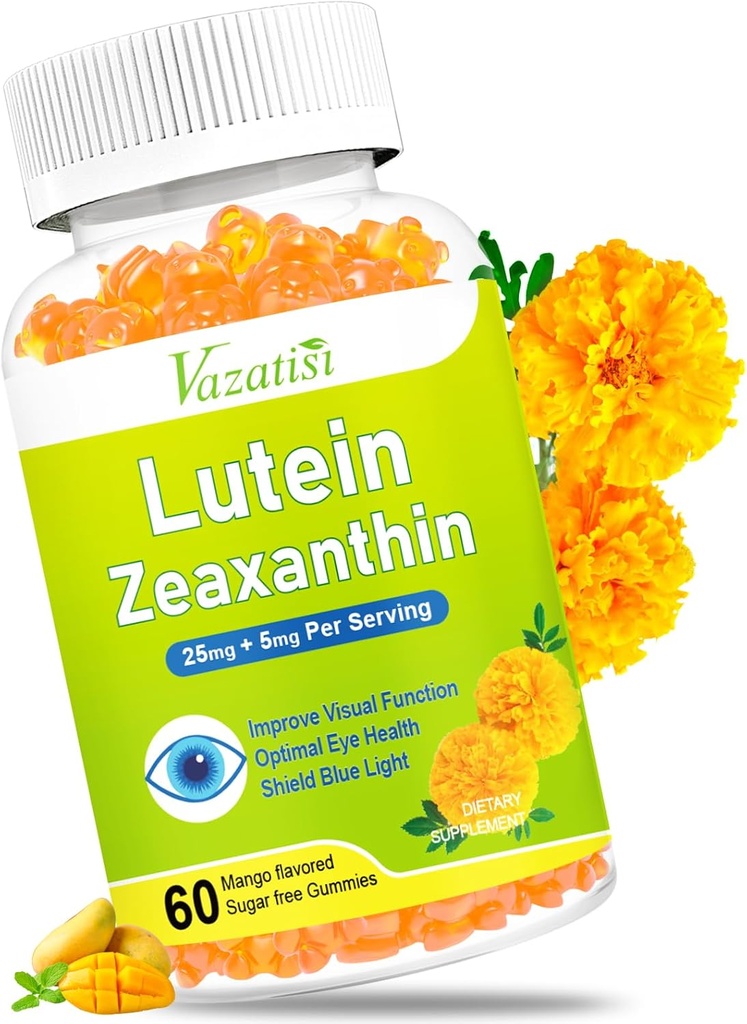 Eye Vitamins Lutein & Zeaxanthin Gummies, Sugar Free Eye Health Supplements with Bilberry, Astaxanthin - Support Blue Light, Visual Function and Macular Health - Mango Flavored, 60 Count 2