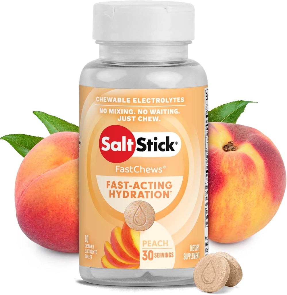 SaltStick Electrolyte FastChews - 60 Peach Chewable Electrolyte Tablets - Salt Tablets for Runners, Sports Nutrition, Electrolyte Chews for Hydration 2