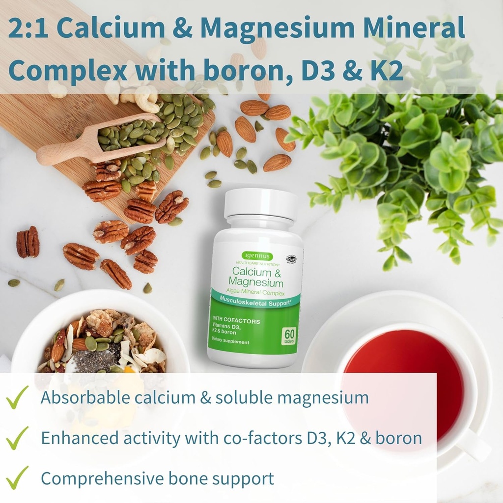 Vegan Omega-3 + Calcium & Magnesium Complex Vegan Bundle, Sustainable EPA & DHA Algae Oil 1340mg + 2:1 Plant Based Algae Mineral Complex, by Igennus 4