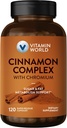 Vitamin World Cinnamon Complex with Chromium, 1000 mg Cinnamon Supplements with High-Potency Chromium for Healthy Metabolism & Antioxidant Protection, 120 Capsules, 2 Month Supply, Gluten Free 2