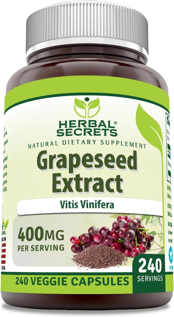 Herbal Secrets Grapeseed Extract 400 mg 120 Veggie Capsules Supplement | Non-GMO | Gluten Free (120 Count | Pack of 2) 2
