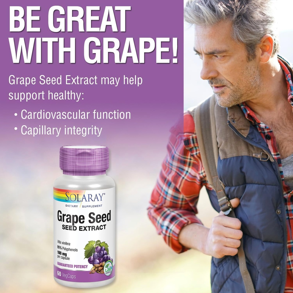 SOLARAY Grape Seed Extract 100 mg Plus Bioflavonoid Complex | Healthy Cardiovascular & Blood Vessel Support | 60 VegCaps 5