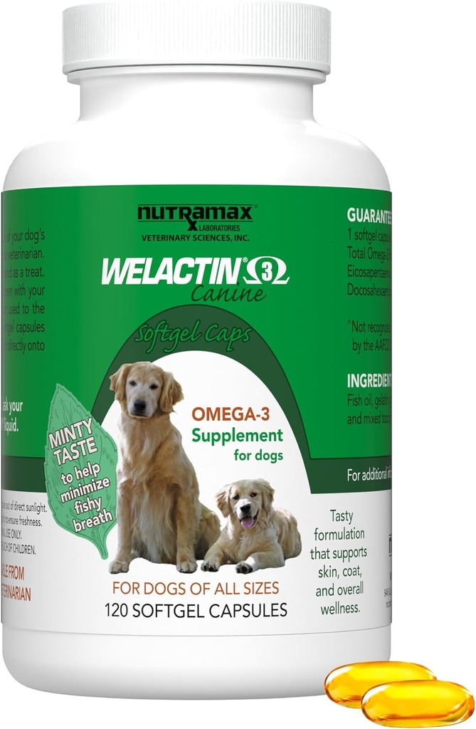 Nutramax Welactin 3 - Canine 120 - Softgel Caps, Welactin Omega-3 Skin and Coat Support 2