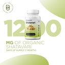 Organic Shatavari 1200mg, 60 Capsules - Lactation Support Vitamins, Hormonal Balance for Women, Asparagus Racemosus Root 5