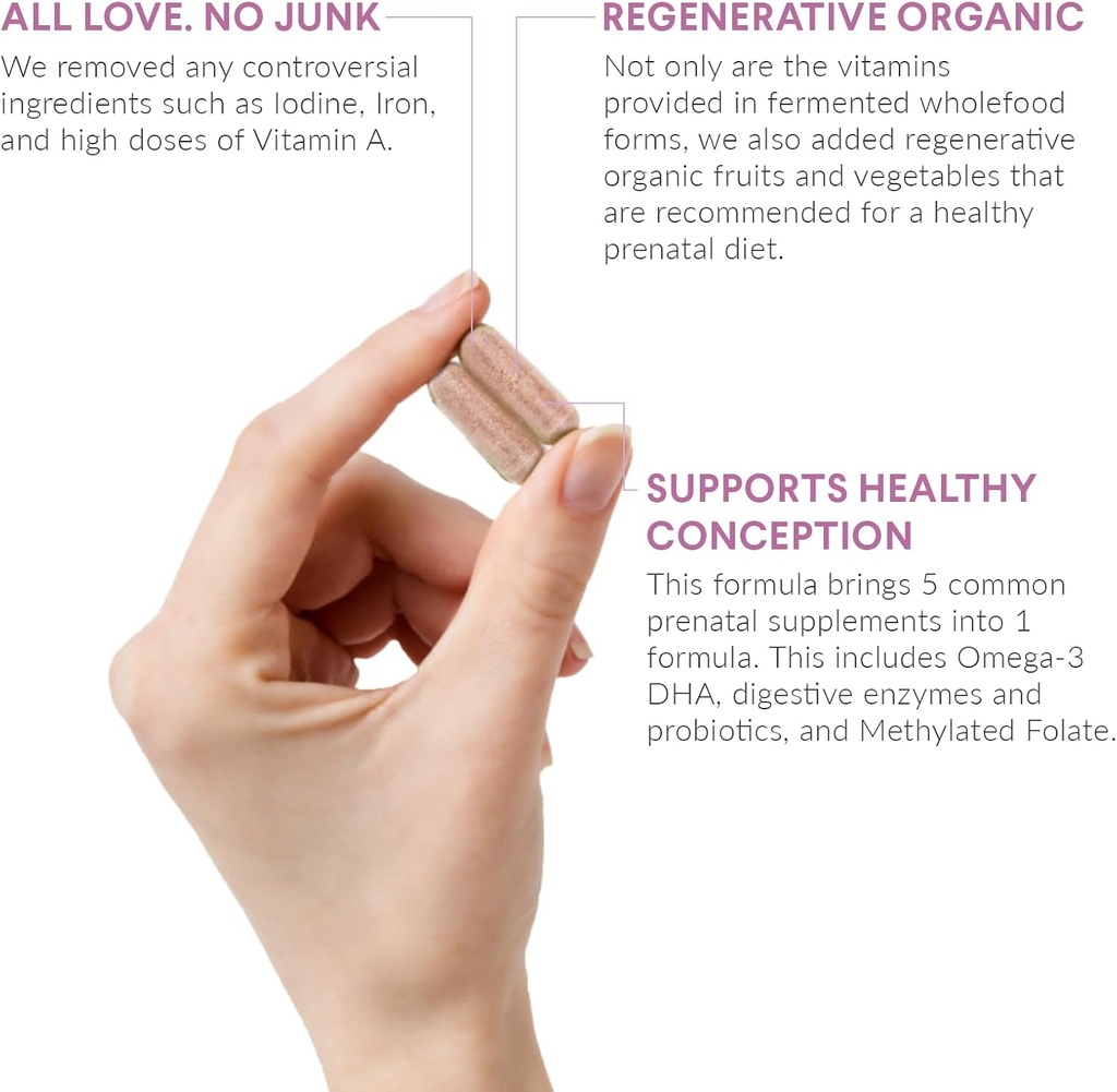 Nutritional Roots Prenatal Vitamins with DHA - Whole Food Vitamins with Folate, Probiotics and Regenerative Organic Ingredients, Without Iron, Without Iodine, Bump It Up, 30 Servings 4