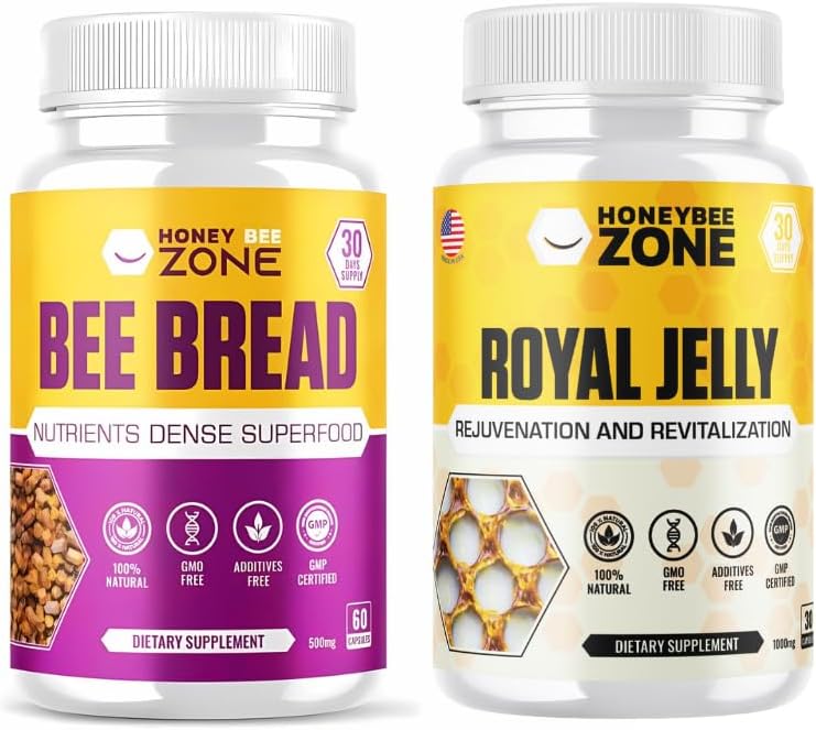 Bee Bread & Royal Jelly Capsules Natural Superfood Bundle 2
