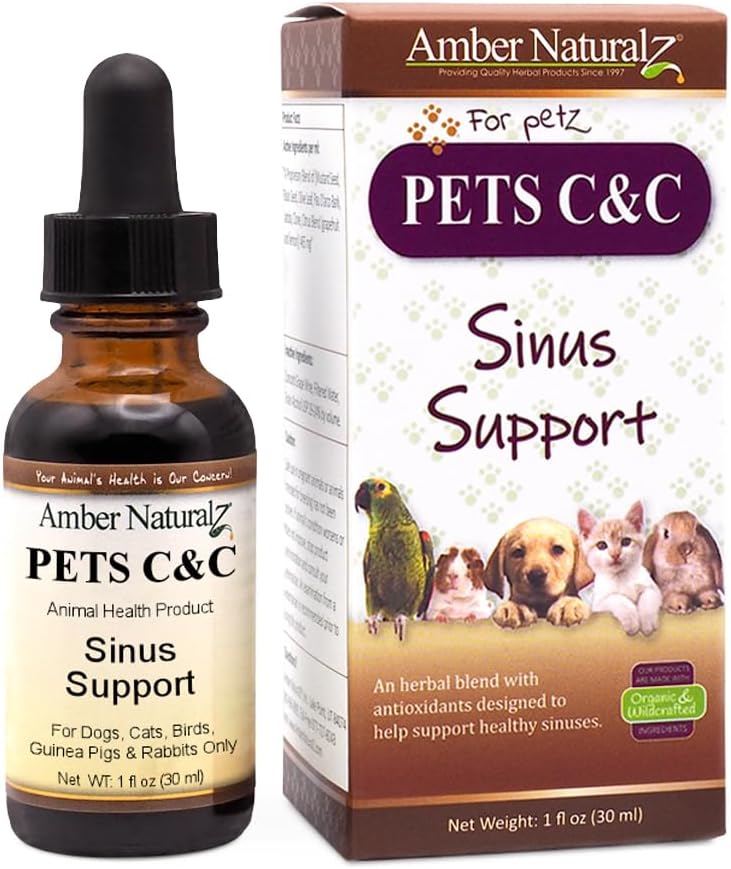 Amber NaturalZ Pet C&C Herbal Supplement for Dogs, Cats, Birds, Guinea Pigs, and Rabbits | Pet Herbal Supplement for Healthy Sinus | 1 Fluid Ounce Glass Bottle |Manufactured in The USA 2