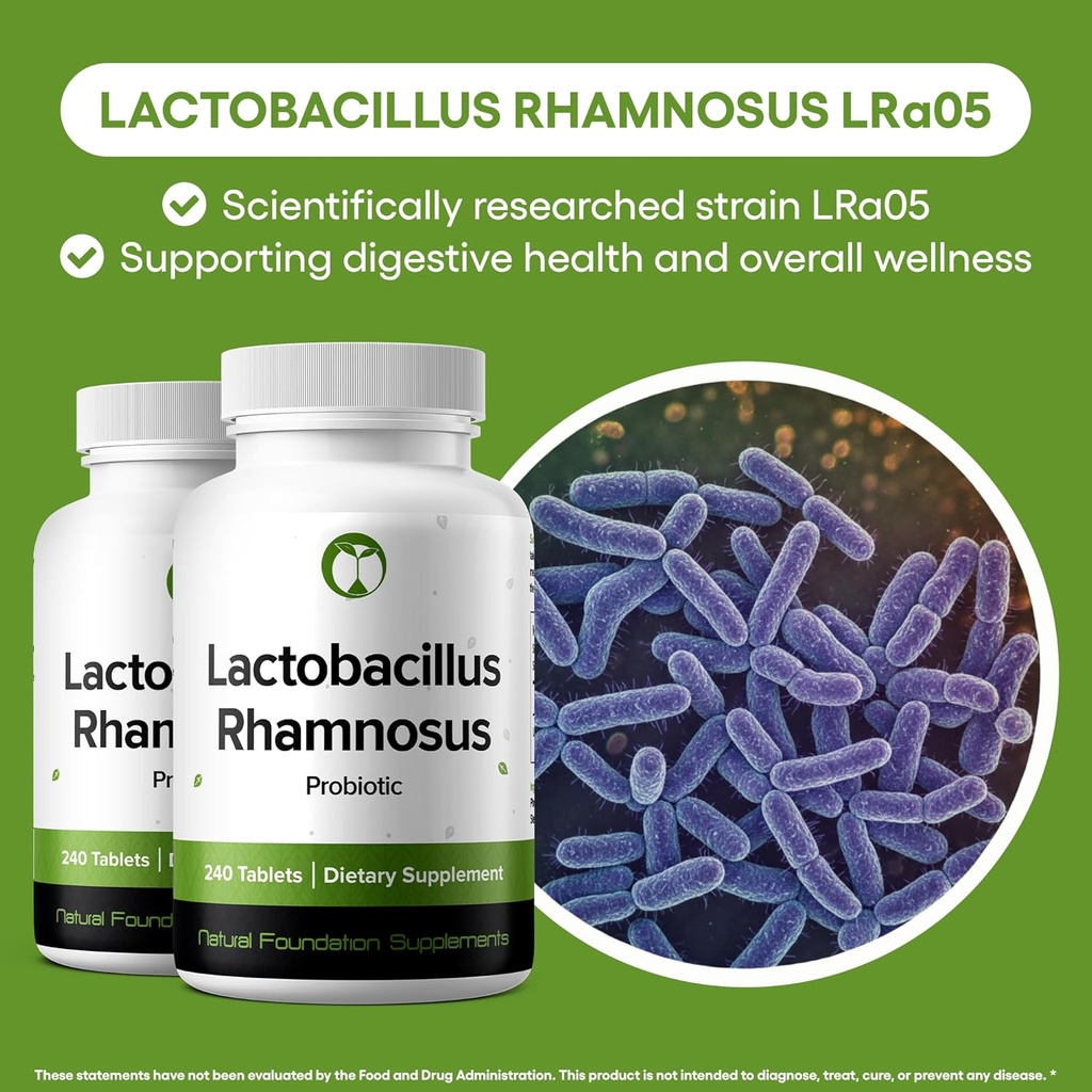 Lactobacillus Rhamnosus Probiotic Supplement 240 Tablets 3 Billion CFU Probiotics for Men & Women Supports Intestinal Digestive & Gut Health (240, Lactobacillus Rhamnosus) 3