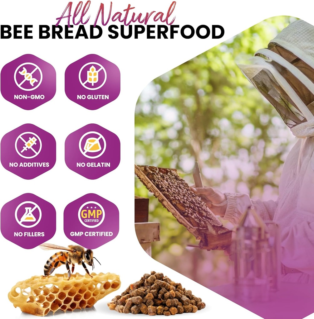 Bee Bread & Royal Jelly Capsules Natural Superfood Bundle 5