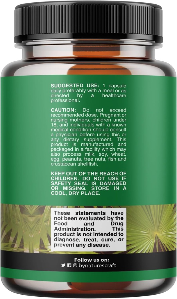 Extra Strength Saw Palmetto Extract - Advanced Herbal Complex for Hair Health and Urinary Support with Plant Sterols & Flavonoids - Potent Herbal Supplement with 500mg per Serving - 200 Capsules 3