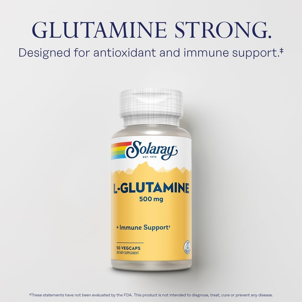 SOLARAY L Glutamine Capsules 500 mg - Immune Support - Free Amino Acid - Lab Verified, 60-Day Money-Back Guarantee, 50 Servings, 50 VegCaps 4