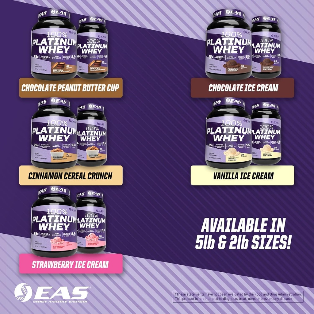 EAS 100% Platinum | 3 Ultra-Platinum Whey Proteins | Increase Size & Strength | 25g Protein, 5.5g BCAAs | 5 Pound (Chocolate Ice Cream) 6