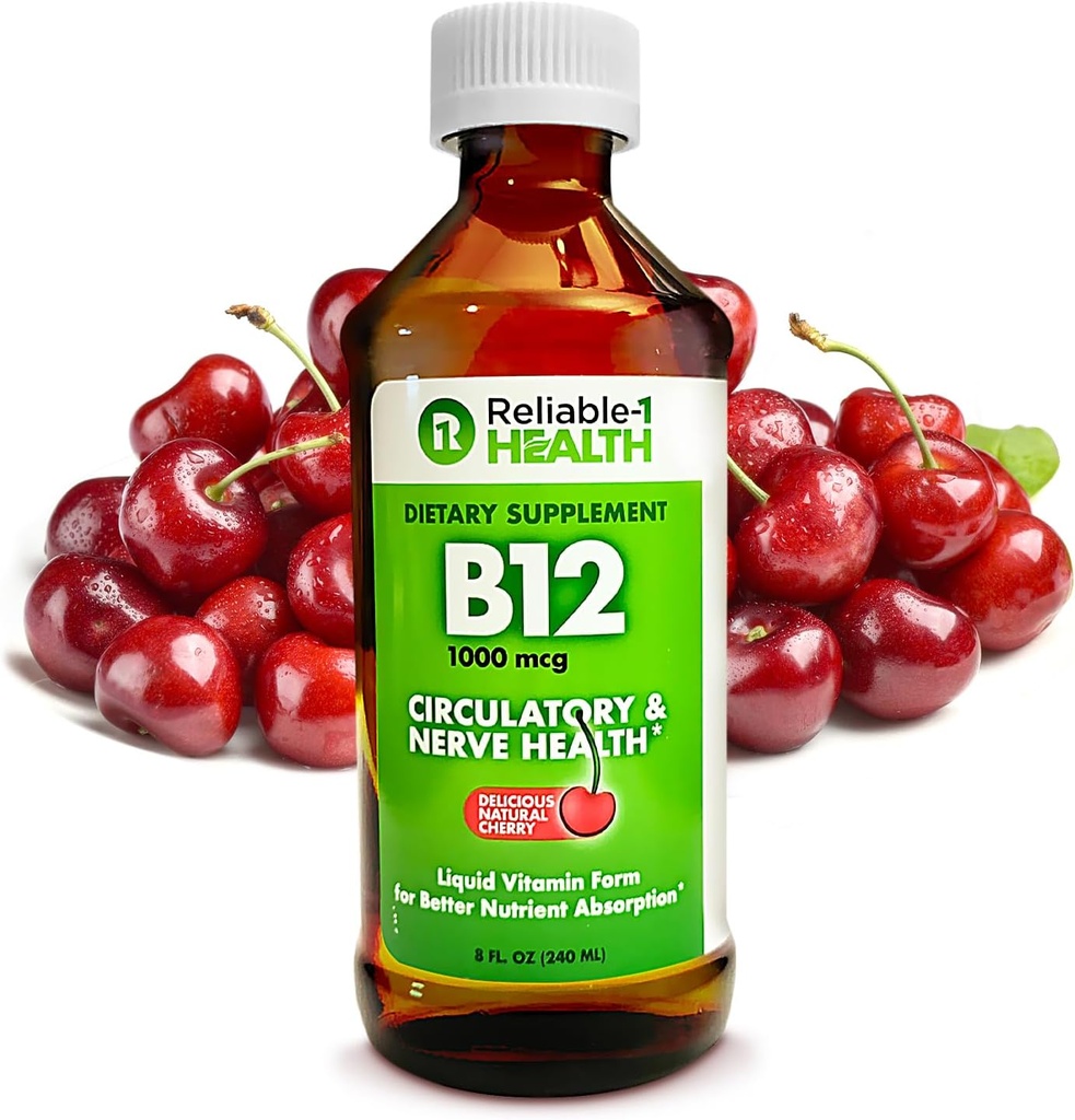 Reliable-1 Laboratories Liquid Vitamin B12 Daily Supplement 1000mcg for Adult Men & Women - Natural Cherry Flavor 2