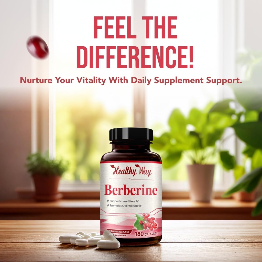 High Strength Berberine Supplement 500mg - Once Daily Potent Berberine 500mg Antioxidant Quercetin Supplement for Heart Aging and Vitality Support - Vegan Friendly & Made in The USA (180 Servings) 6