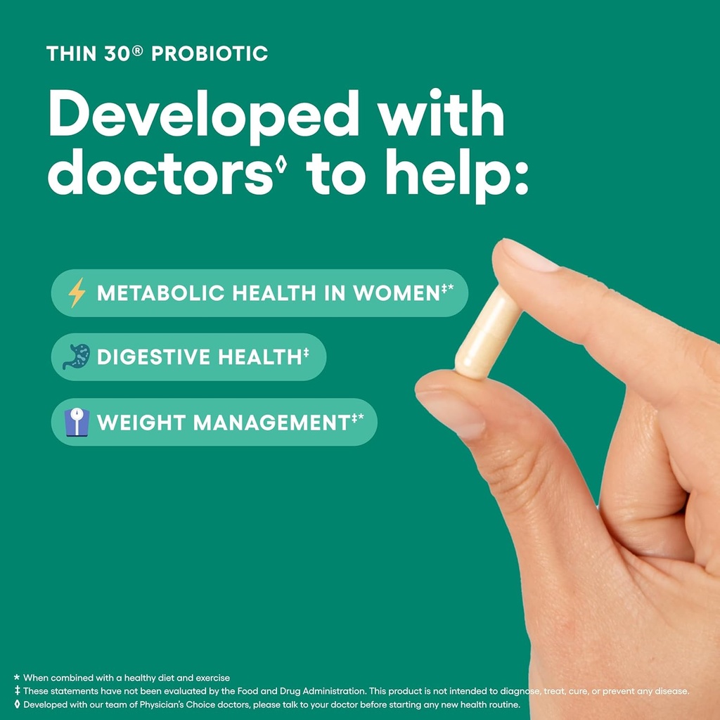 Physician's CHOICE Probiotics for Weight Management & Bloating - 6 Probiotic Strains - Prebiotics - Key ingredient Cayenne - Supports Gut Health - Weight Management for Women & Men - Green Tea - 60 CT 4