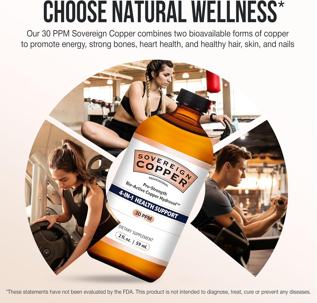 Sovereign Pro-Strength Bio-Active Copper Hydrosol - Bioavailable Copper Liquid Supplement for Adults & Kids with Silver Hydrosol for Hair, Skin, & Nails, 30ppm - 2 fl oz (59mL) 6
