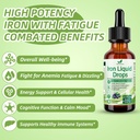 Liquid Iron Supplement for Women Men & Kids, Vegan Iron Drops with Vitamin C D, B12, B-Complex, High Potency Liquid with Multivitamin for Anemia, Energy Support, Blood, Magnesium Gentle 4