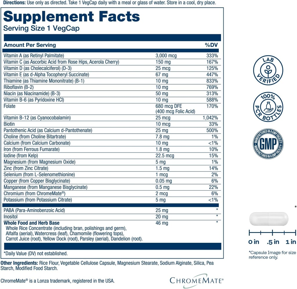 SOLARAY Once Daily High Energy Multivitamin for Women and Men - Energy Supplements - Immune Support w/Vitamin C, A, D and E, Vitamin B Complex, Trace Minerals, 60-Day Guarantee, 120 Serv, 120 VegCaps 3