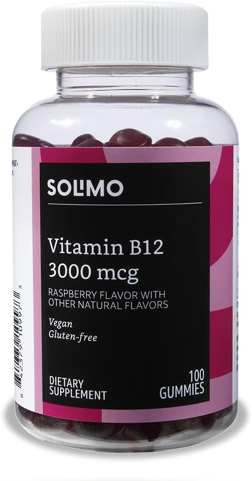 Basics Vitamin B12 3000 mcg Gummies (2 Packs of 100), 2 per Serving and   Basics Vitamin D3 2000 IU Gummies, Orange, Lemon & Strawberry, 160 Count (2 per Serving) (Previously Solimo) 4