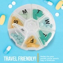 Weekly Pill Organizer - (Pack of 2) 7 Day Pills Container, Round Medicine Organizer Box, Daily Week Pill Reminder Case Travel Friendly, BPA-Free Vitamin, Supplement, Fish Oil, Medication Planner 5
