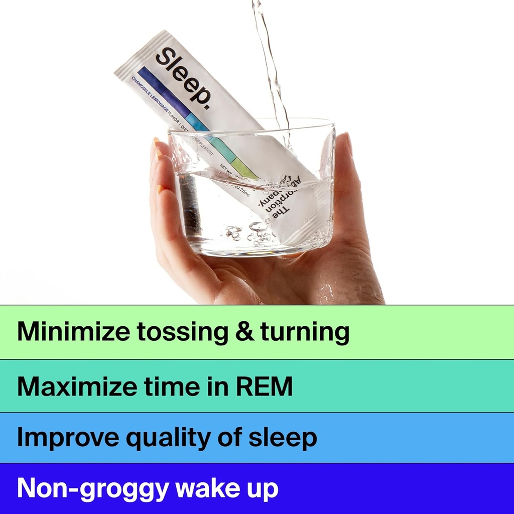 Sleep Aid Powder - Calming Drink for Deep Sleep with Liposomal Saffron, Magnesium & PharmaGABA Melatonin-Free Natural Supplement to Reduce Stress and Improve Sleep Quality Chamomile Lemonade 7 Sticks 3