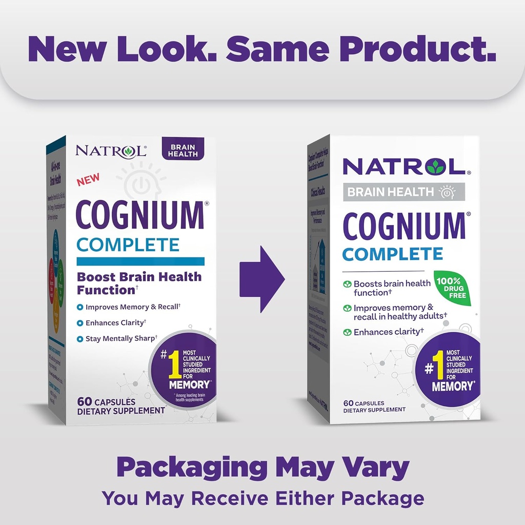 Natrol Cognium Complete, Dietary Supplement for Brain Health, Brain Health Supplements for Adults, 60 Capsules, 30 Day Supply 3