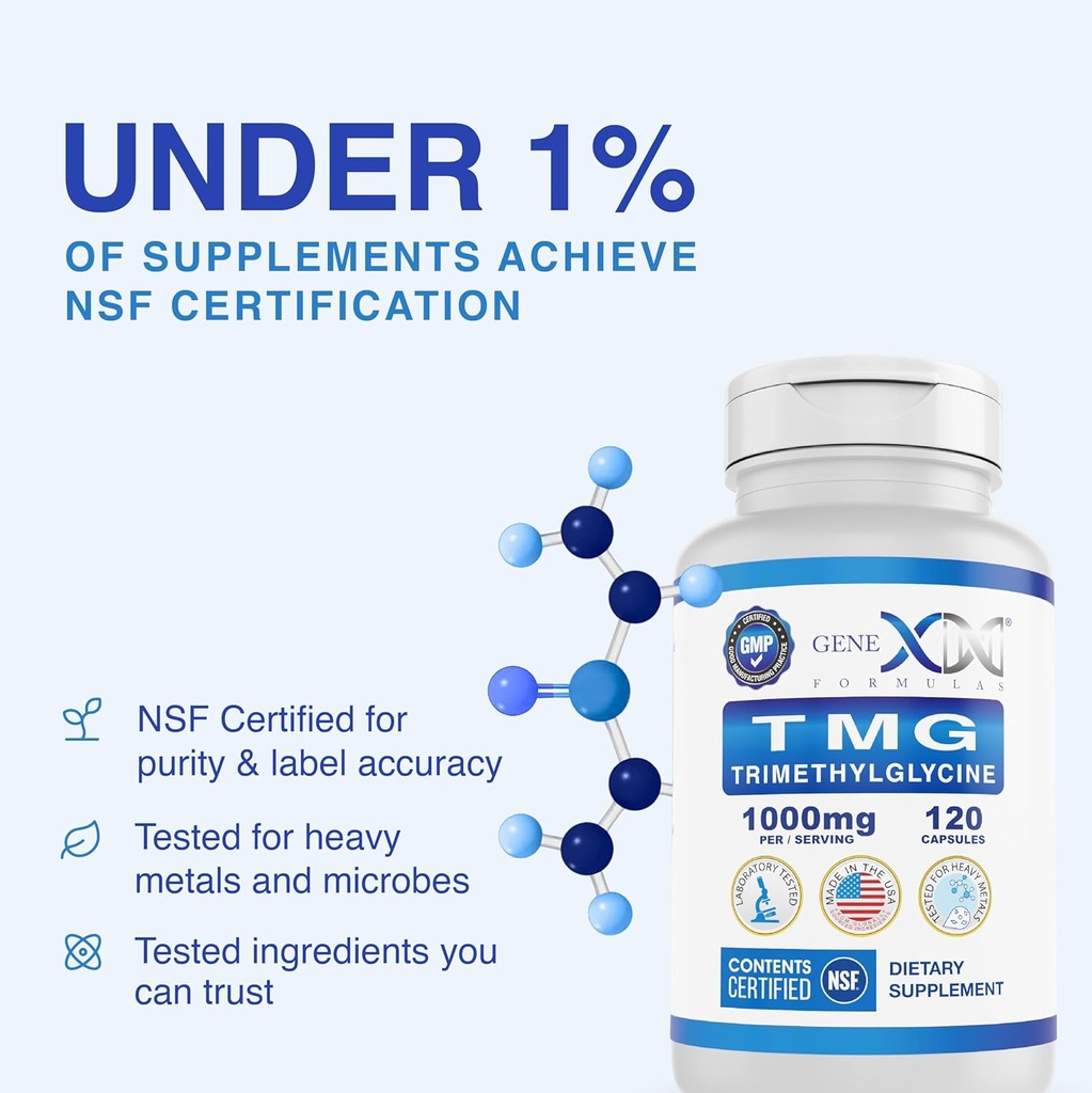 Genex Formulas TMG Supplement 1000mg (360 Capsules) - NSF Certified for Safety, Quality & Label Accuracy - Betaine Anhydrous Trimethylglycine - Liver Supplement - Gluten Free & Non-GMO - 30-Day Supply 4