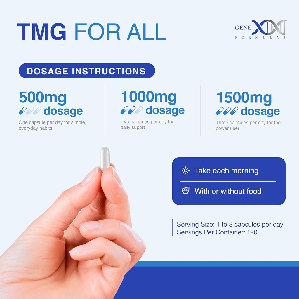 Genex Formulas TMG Supplement 1000mg (360 Capsules) - NSF Certified for Safety, Quality & Label Accuracy - Betaine Anhydrous Trimethylglycine - Liver Supplement - Gluten Free & Non-GMO - 30-Day Supply 5