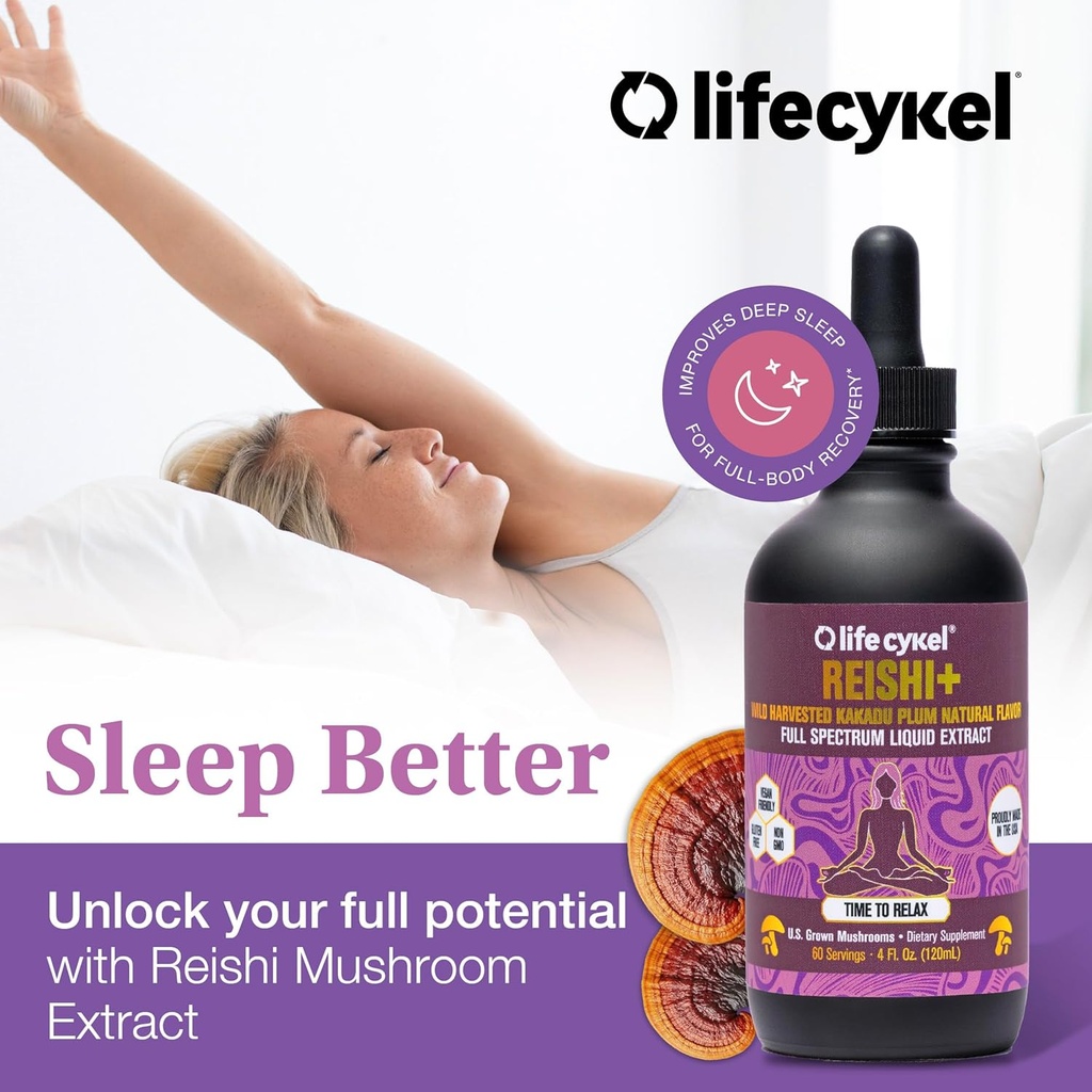 Life Cykel - Reishi Mushroom Extract with Wild Kakadu Plum - Potent Immune & Sleep Support Supplement, Vitamin-C Rich Adaptogen Mushroom Drops - 4 Fl Oz 3