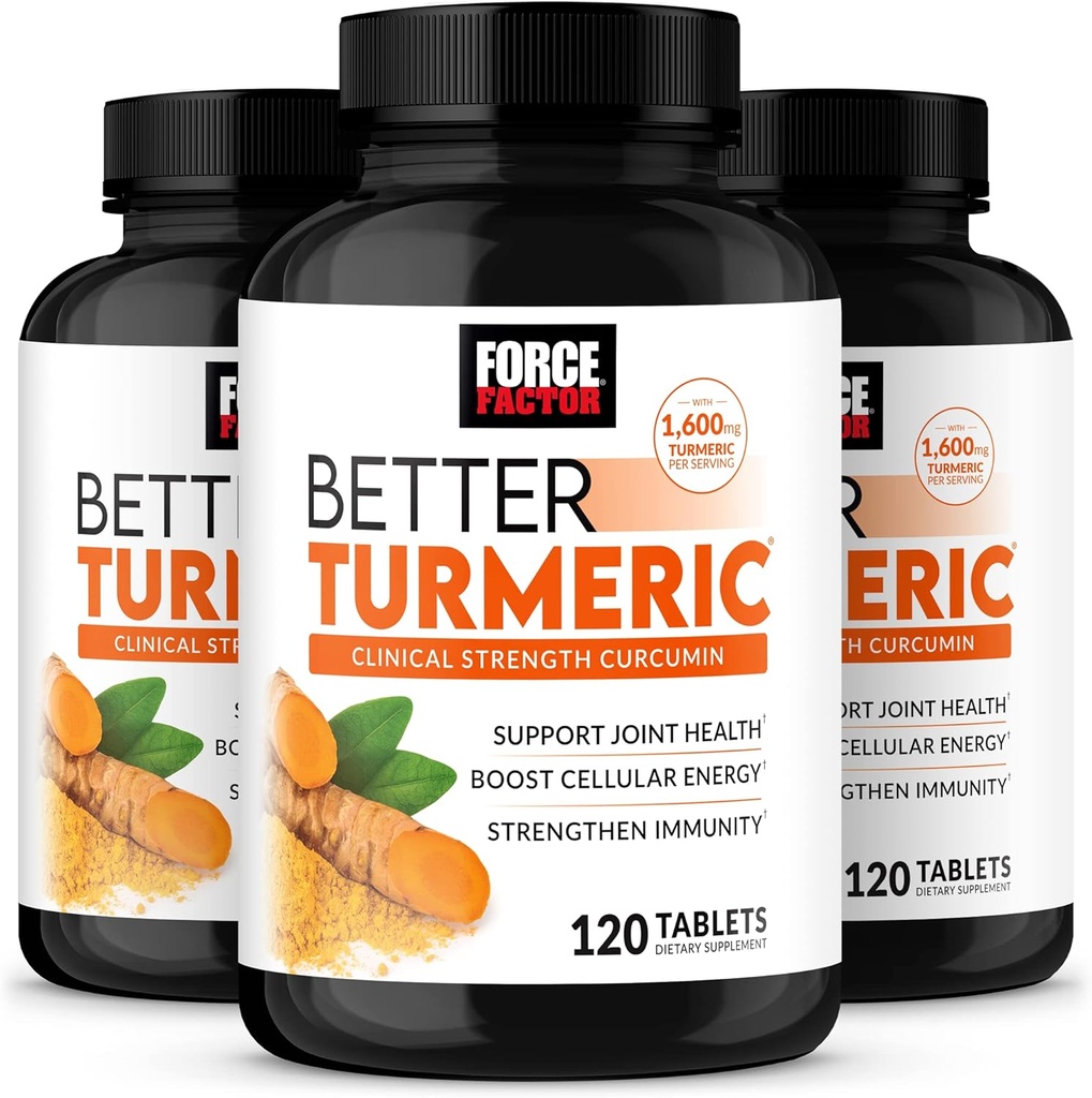 FORCE FACTOR Better Turmeric 3-Pack Joint Support Supplement Featuring HydroCurc Turmeric, Clinical Strength Joint Support, 360 Tablets, White Packaging 2
