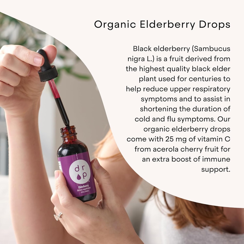 Elderberry Liquid Drops with Vitamin C – Immune Support Supplement for Kids & Adults – Vegan, Gluten Free, Non-GMO, No Sugar, No Artificial Preservatives – 2 Month Supply by Drop Supplements 5