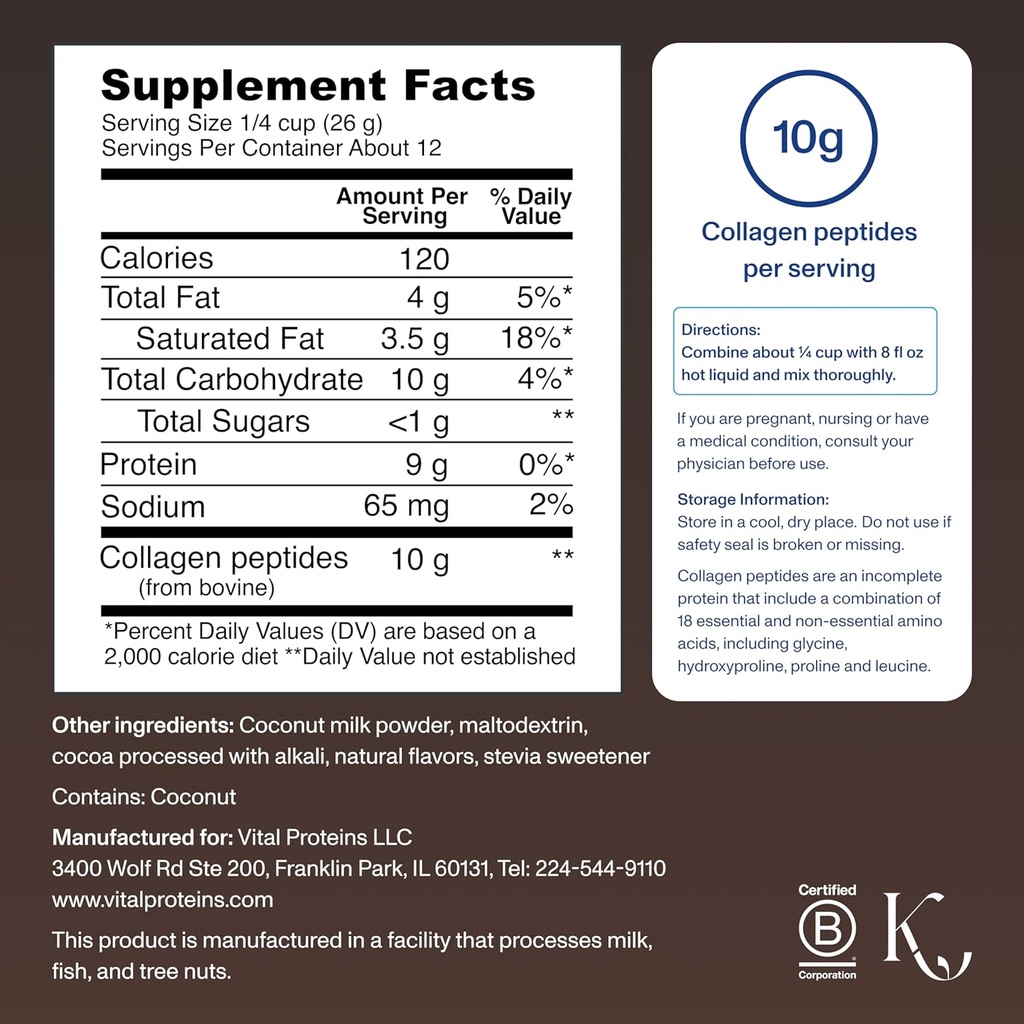 Vital Proteins Collagen Peptides Powder - Mocha Coffee Creamer for Hair, Skin & Nails Support, 11.2 Oz 3