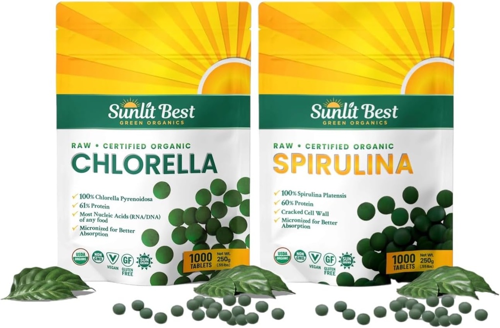 Sunlit Best Premium Chlorella & Spirulina 1000 Count Tablet Bundle | for Immune Support, Energy, Wellbeing 2