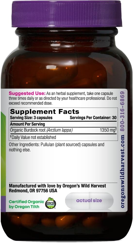 Oregon's Wild Harvest Burdock Organic Traditional Herbal Supplement Non GMO and Gluten Free | Vegan Capsules, 90 Count 3