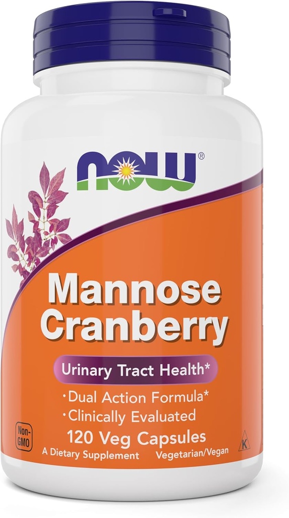 NOW Foods Mannose Cranberry, 120 Capsules (Pack of 2) - with PAC - 450mg dMannose, 250mg Whole Cranberry - Urinary Tract Health* - Vegan Friendly Supplement, Non-GMO 5