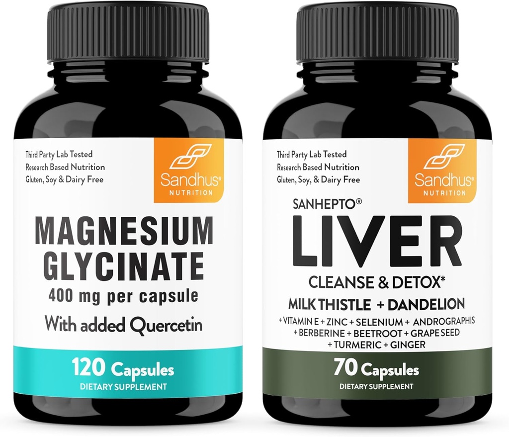 Sandhu's Magnesium Glycinate with Quercetin & Liver Support Capsules | Supports Quality Sleep, Relaxation & Liver Health Support 2