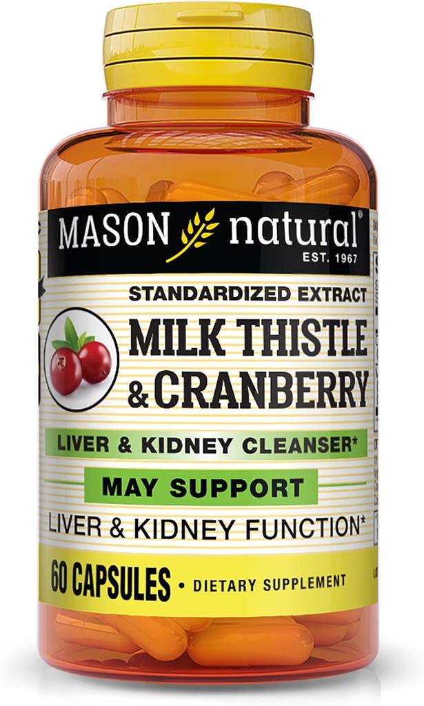 MASON NATURAL Milk Thistle/Cranberry Liver & Kidney Cleanser - Supports Healthy Liver & Kidney Function, Cleanse and Detox, 60 Capsules 2