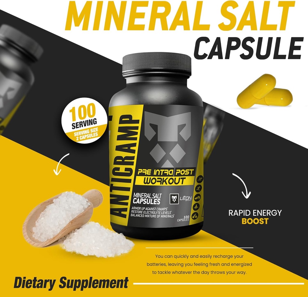 Leon Sport Electrolyte Tablets, Salt Tablets for Hydration, Fasting Sodium Electrolytes Tablets - Salt Pills with Electrolytes for Runners, No Sugar, Gluten Free Hydration Tablets - 100 Capsules 4