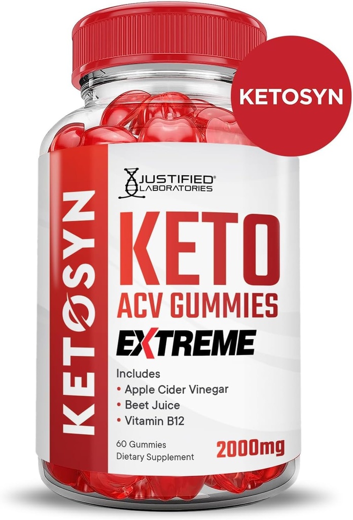 Justified Laboratories Ketosyn Keto ACV Gummies Extreme 2000MG Ketosyn Keto Gummies Apple Cider Vinegar Formulated with Pomegranate Beet Juice Powder B12 Vegan Non GMO 60 Gummys 5