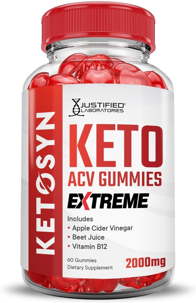 Justified Laboratories Ketosyn Keto ACV Gummies Extreme 2000MG Ketosyn Keto Gummies Apple Cider Vinegar Formulated with Pomegranate Beet Juice Powder B12 Vegan Non GMO 60 Gummys 6