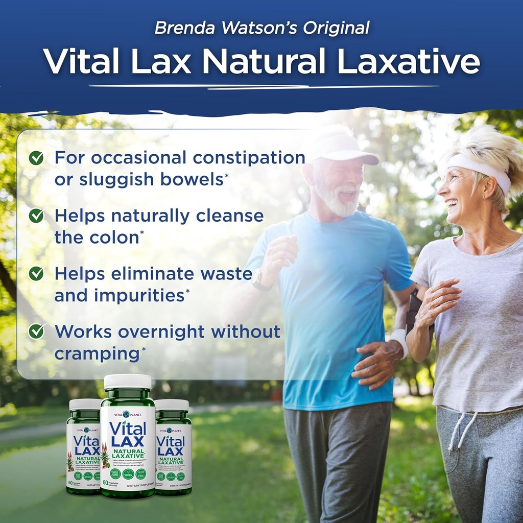 Vital Planet - Vital Lax Natural Laxative Cleanse Supplement for Occasional Constipation, with Magnesium Hydroxide, Slippery Elm, Aloe, and Triphala to Support Bowel Regularity 60 Capsules 5
