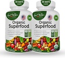 Organic Superfood Greens Fruits and Veggies Complex - Dietary Supplement with 14 Greens &14 Vegetables with Alfalfa Rich in Antioxidants Organic Ingredients Non-GMO (120 Count Pack of 2) 2