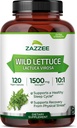 Zazzee Extra Strength Wild Lettuce 10:1 Extract, 1500 mg Strength, 120 Vegan Capsules, Potent Lactuca Virosa Variety, Concentrated 10X Extract, 100% Vegetarian, All-Natural, Non-GMO, Made in The USA 2