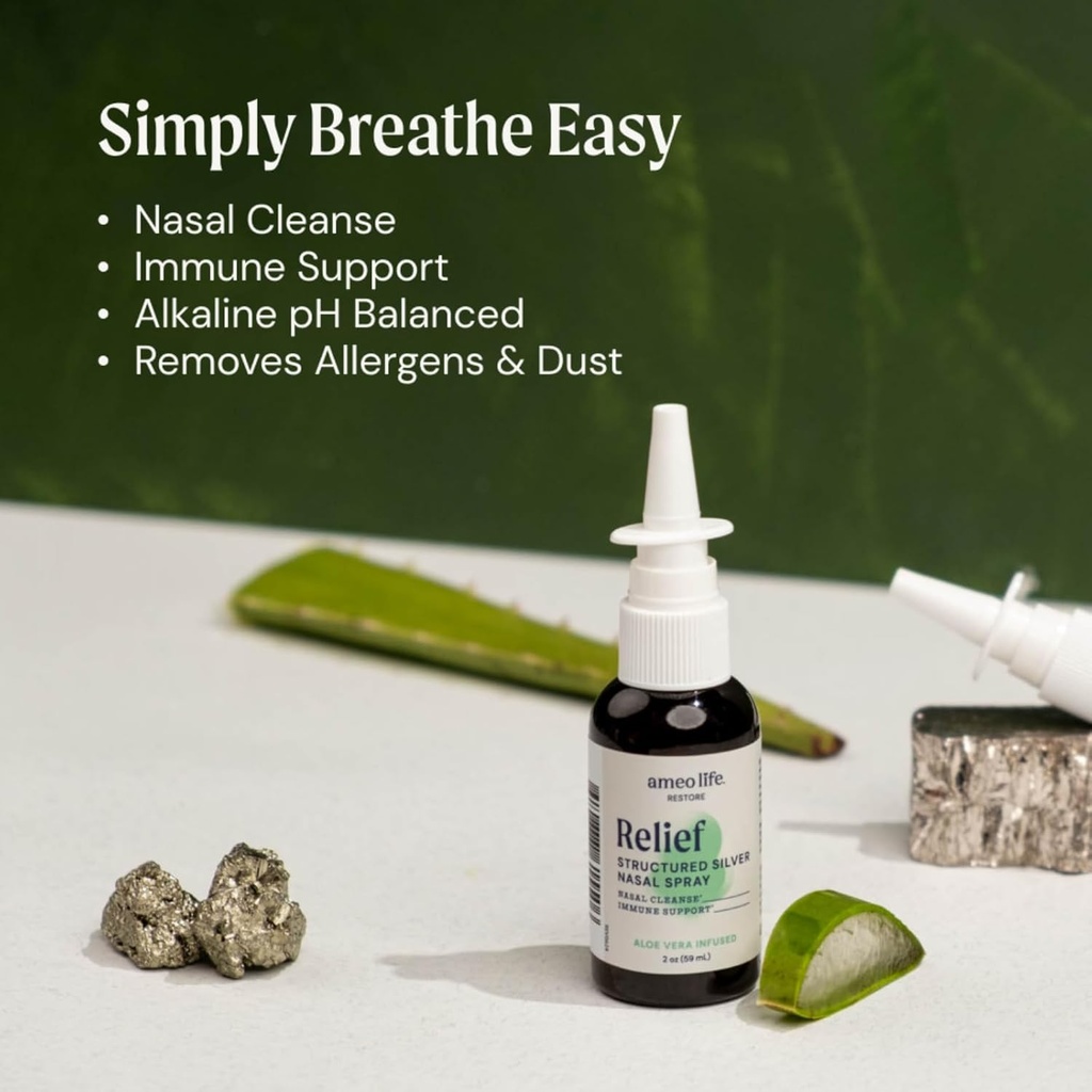 Ameo Life Aloe-Infused Colloidal Silver Nasal Spray 24 PPM - Nose Spray with Natural Ingredients for Soothing Relief of Nasal Congestion, Sinus Congestion, Mucus, & Irritation - for Daily Use (2 oz) 3