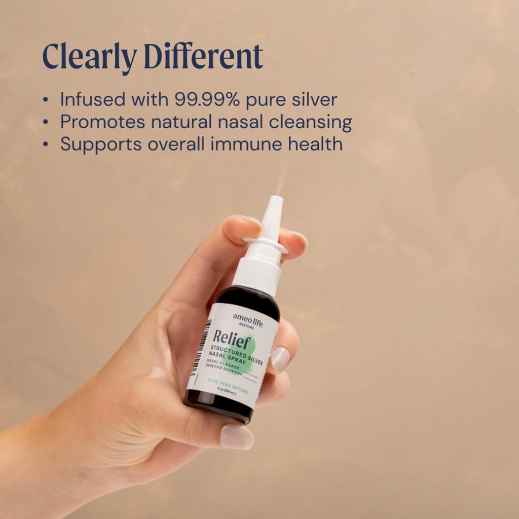 Ameo Life Aloe-Infused Colloidal Silver Nasal Spray 24 PPM - Nose Spray with Natural Ingredients for Soothing Relief of Nasal Congestion, Sinus Congestion, Mucus, & Irritation - for Daily Use (2 oz) 5