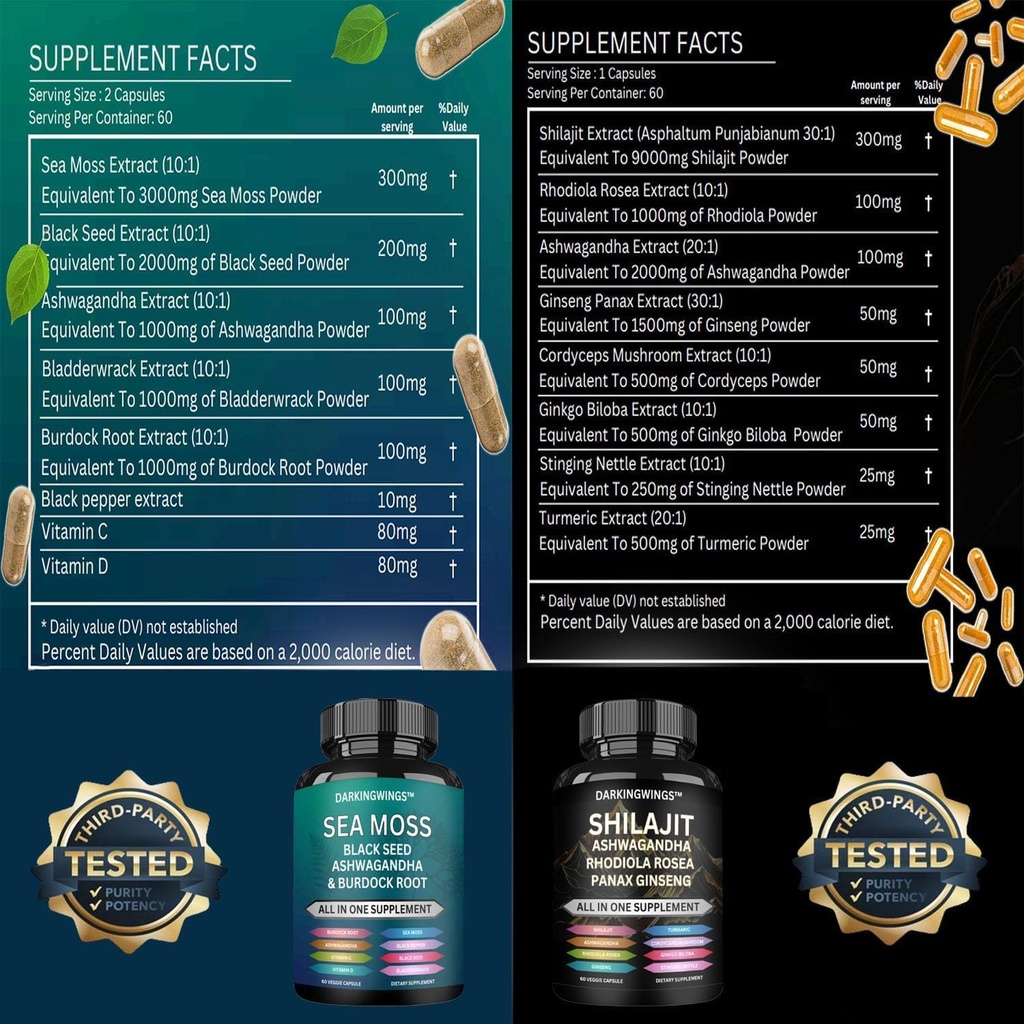 Shilajit and Sea Moss Capsule, Complete Vitality Formula – Shilajit, Sea Moss, Black Seed Oil, Adaptogens – Natural Energy & Immune Support 5