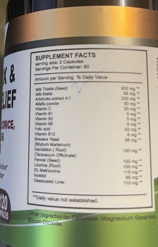 VITAMISAN Liver Cleanse Detox Supplements with Milk Thistle-Fennel-Alfalfa-Vitamin B-Artichoke-Dandelion Root Support Men & Women 120 Caps Detox Cleanse & Boost Immune 2