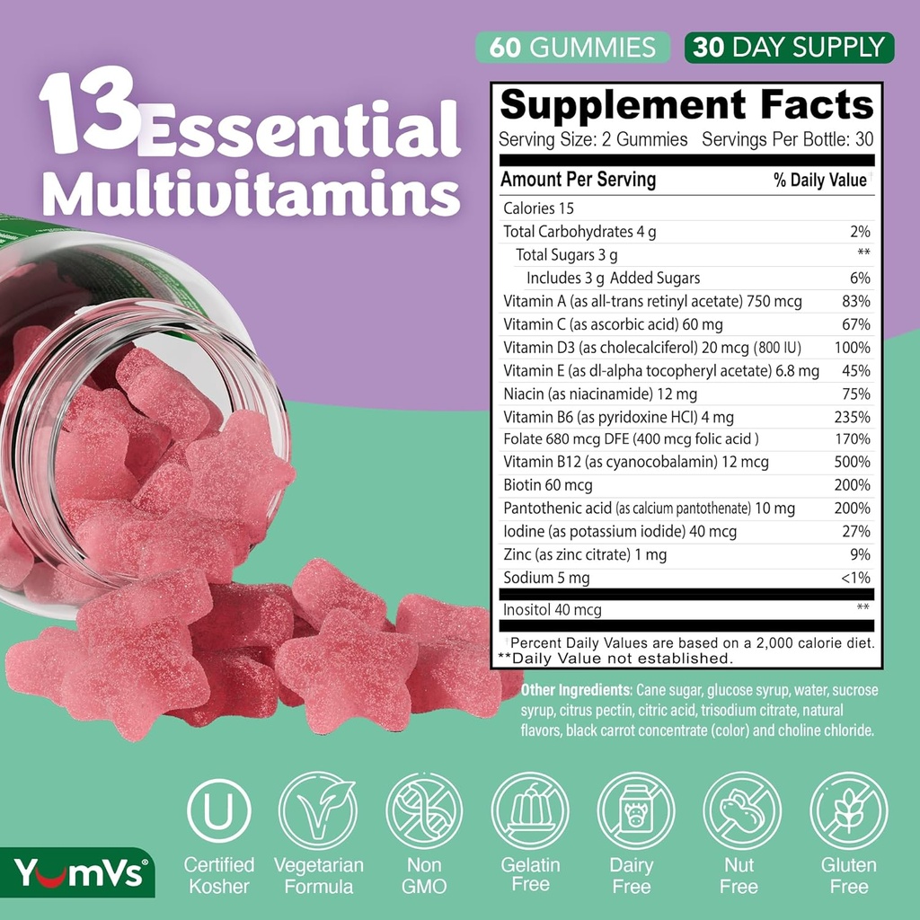 Multivitamin Gummies for Adults, Daily Gummy Vitamin for Women & Men, Immune Support Multivitamin Supplement, Ault Multi VIT Vitamin with Vitamins A, C, D, E, B-6, B-12, Zinc - 60 Gummies 3
