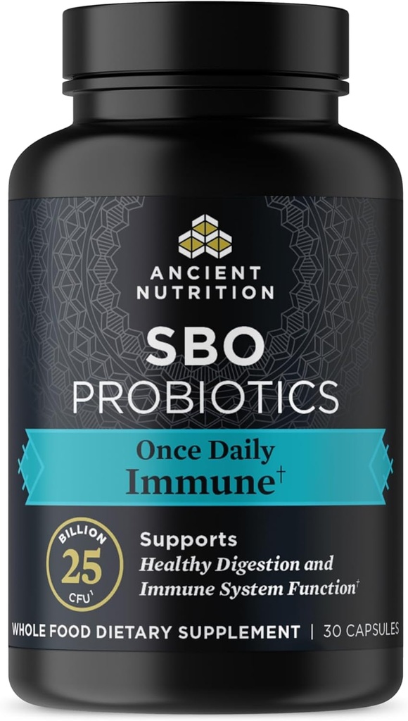 Ancient Nutrition Probiotics for Immune Support, SBO Once Daily Probiotics with Vitamin C and Vitamin D, 30Ct for Healthy Digestion and Immune System Function Support, 25 Billion CFUs* 2